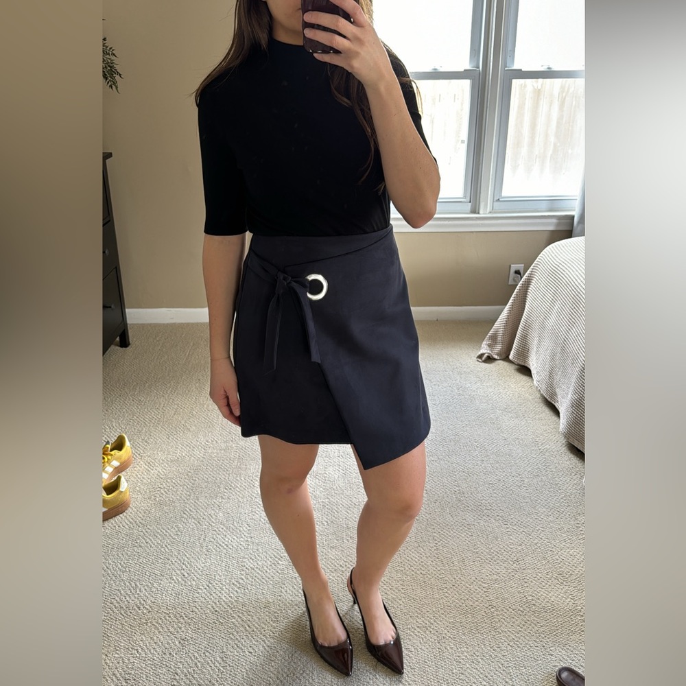Loft navy suede wrap skirt